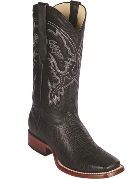Bull Shoulder Black Square Toe Cowboy Boots