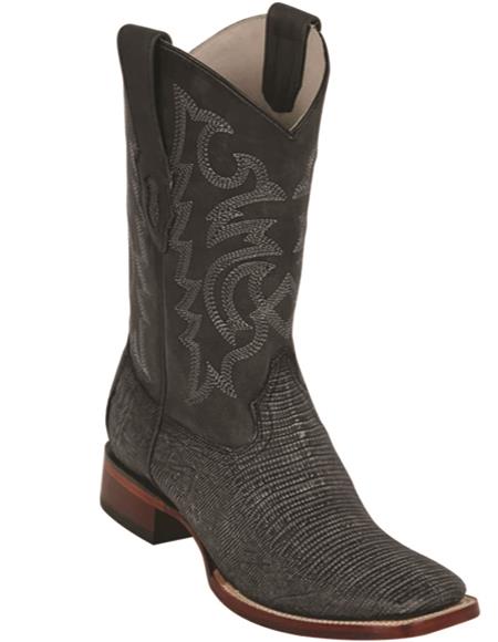 Sanded Black Lizard Cowboy Boots