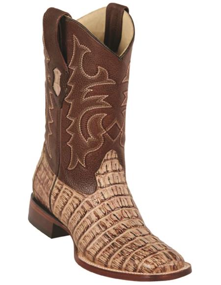 Caiman Tail Boots Moka Square Toe