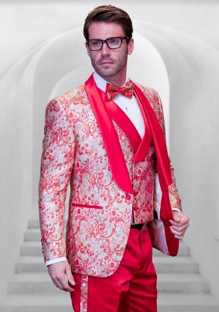 Red and Gold Tuxedo - Prom Suit - Prom 2025 Tuxedos