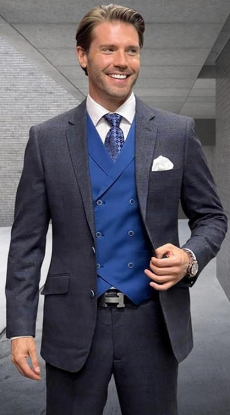 Sapphire Plaid - Vested Suits - Statement Brand - Vested Suits Wool su ...