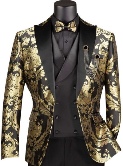 Black and Gold Mens Suit