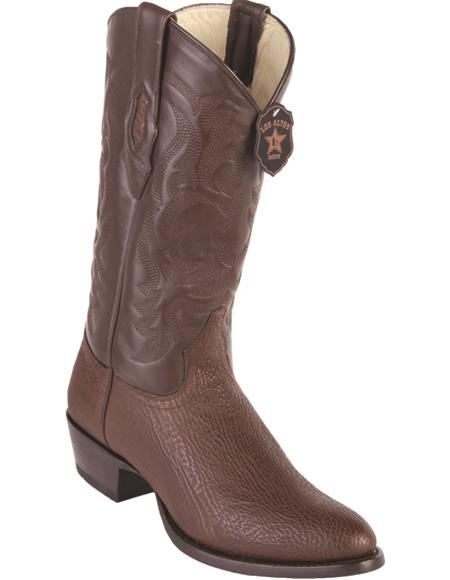 R Toe Cowboy Boots - Round Toe Cowboy Boots - Los Altos Shark R-Toe Brown Cowboy Boots