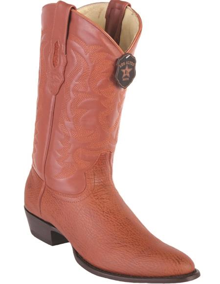 R Toe Cowboy Boots - Round Toe Cowboy Boots - Los Altos Shark R-Toe Cognac Cowboy Boots