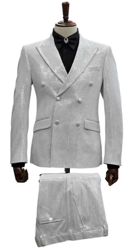 Men's 3 Pieces Slim Fit Double Breasted Six-Buttons Peak Lapel Prom Suits main image 1