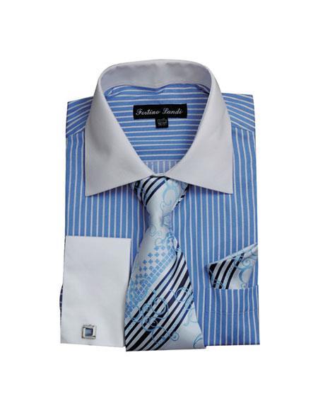 Mens Blue Dress With White Collar