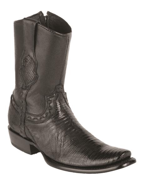 Mens Lizard Teju Dubai Toe Boots Black