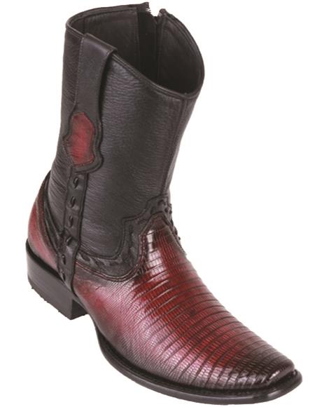 Mens Lizard Teju Boots Faded Burgundy - H79B Dubai Toe