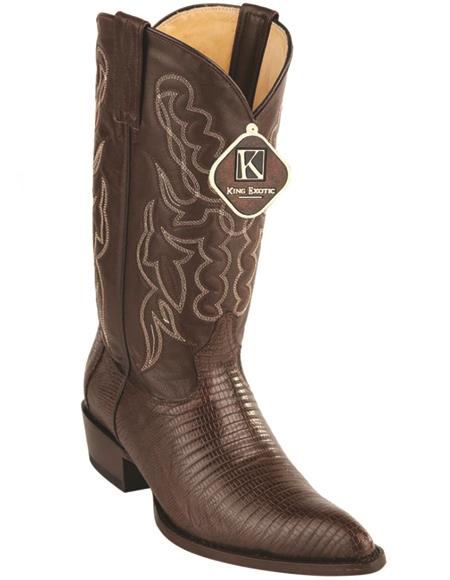 Mens Lizard Western Boots J Toe Brown