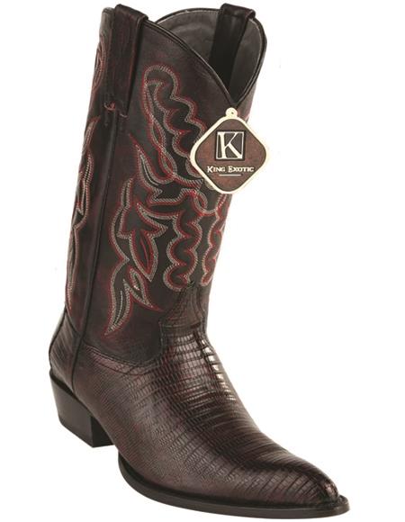 Mens Lizard Western Boots J Toe Black Cherry