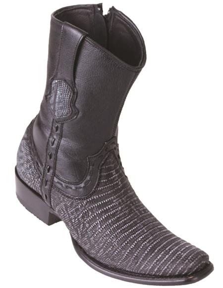 Mens Lizard Teju Boots Sanded Black - H79B Dubai Toe