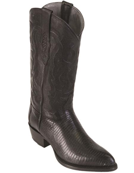 Mens Lizard Cowboy Boots J-Toe Black