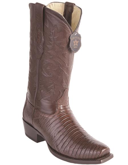 Mens Lizard Teju Cowboy Boots 7-Toe Brown