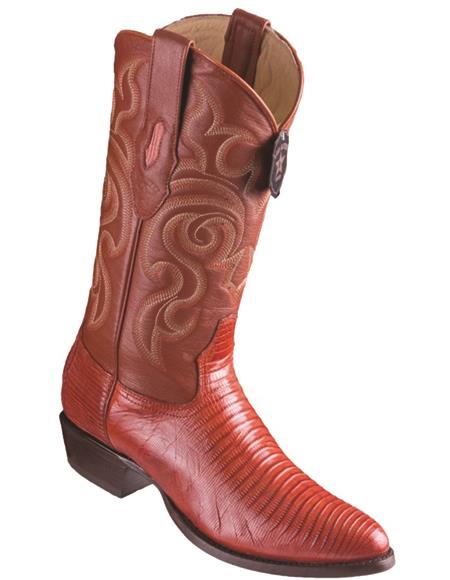 Los Altos Cognac Lizard Teju R-Toe Cowboy Boots