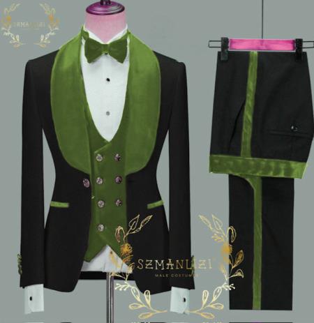 One Button Tuxedo Olive Green
