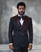 Mens Black And Red Sequin Double Breasted Tuxedo