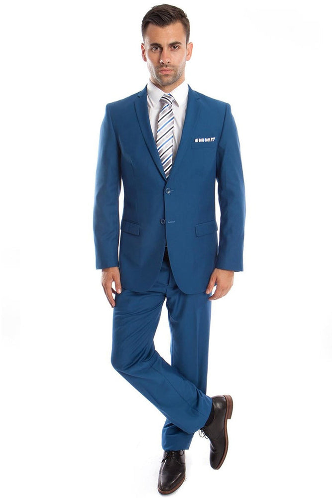 Men's Slim Fit French Blue Wedding Suit from Tazzio Suits