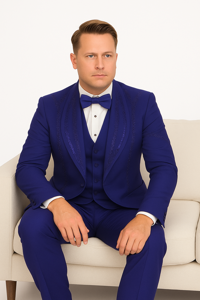 Royal Blue Italian Wool 3-Piece Modern Fit Tuxedos