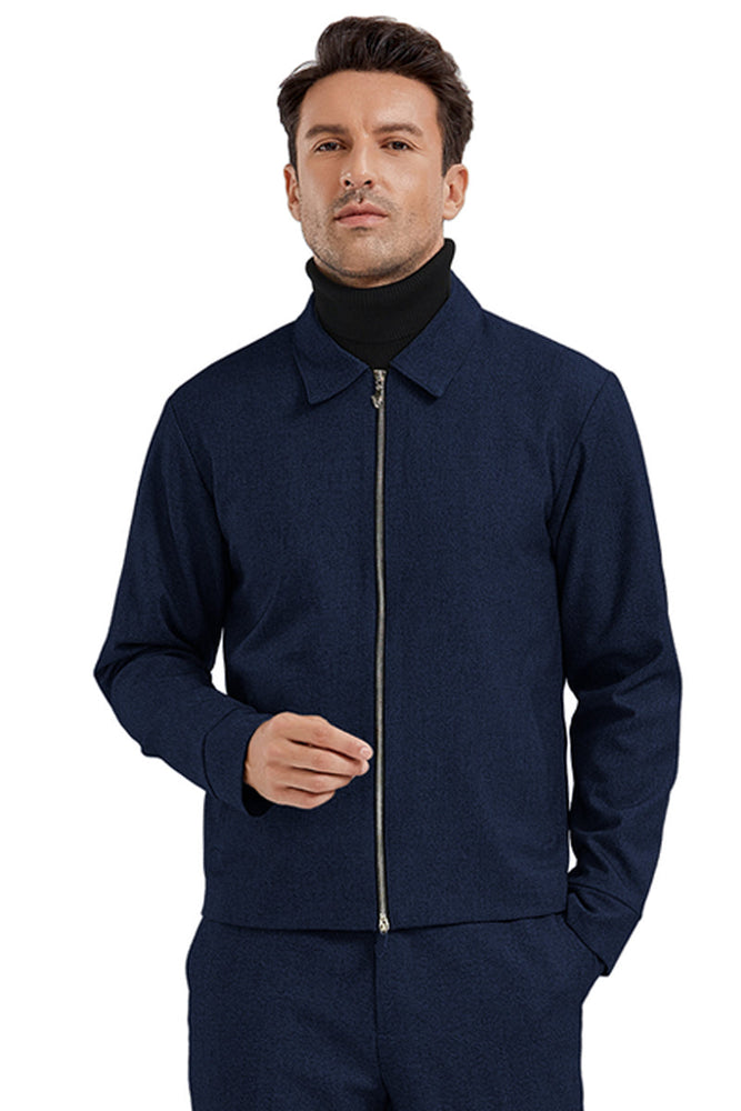 Men's Casual Blue Plaid Track Suit in X-Small