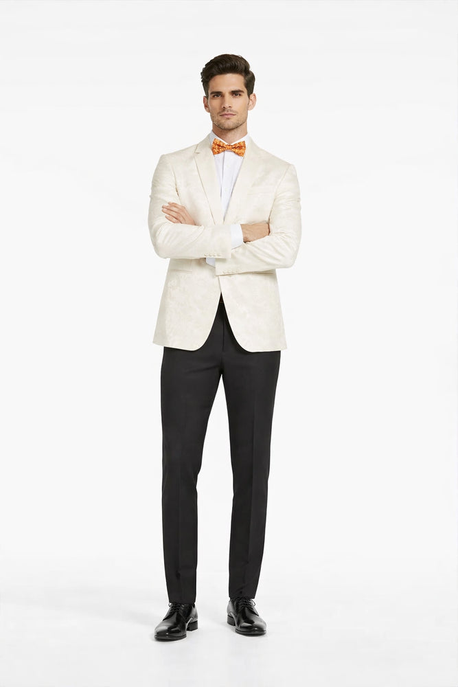 Ivory Dinner Jacket - Ivory Blazer - Cream Paisley Wedding Tuxedo Jacket