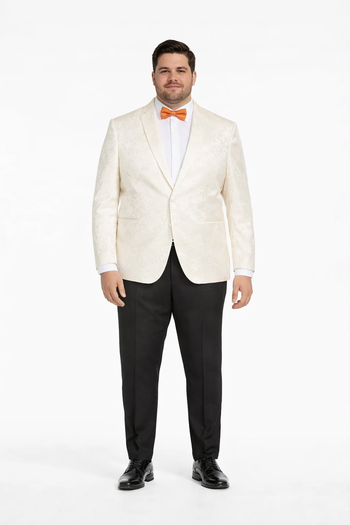 Ivory Dinner Jacket - Ivory Blazer - Cream Paisley Wedding Tuxedo Jacket