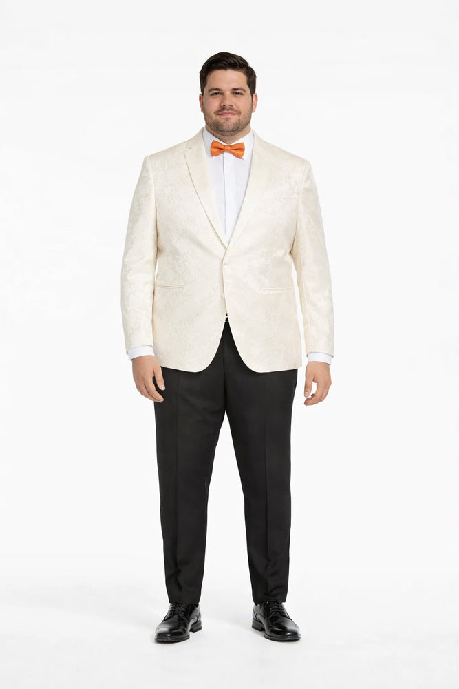 Ivory Dinner Jacket - Ivory Blazer - Cream Paisley Wedding Tuxedo Jacket