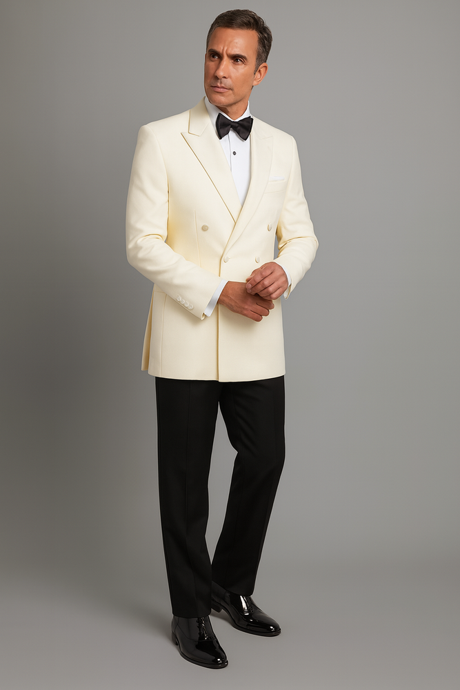 Ivory Double Breasted Tuxedo Dinner Jacket - Cream Dinner Jacket - Off White Tuxedo