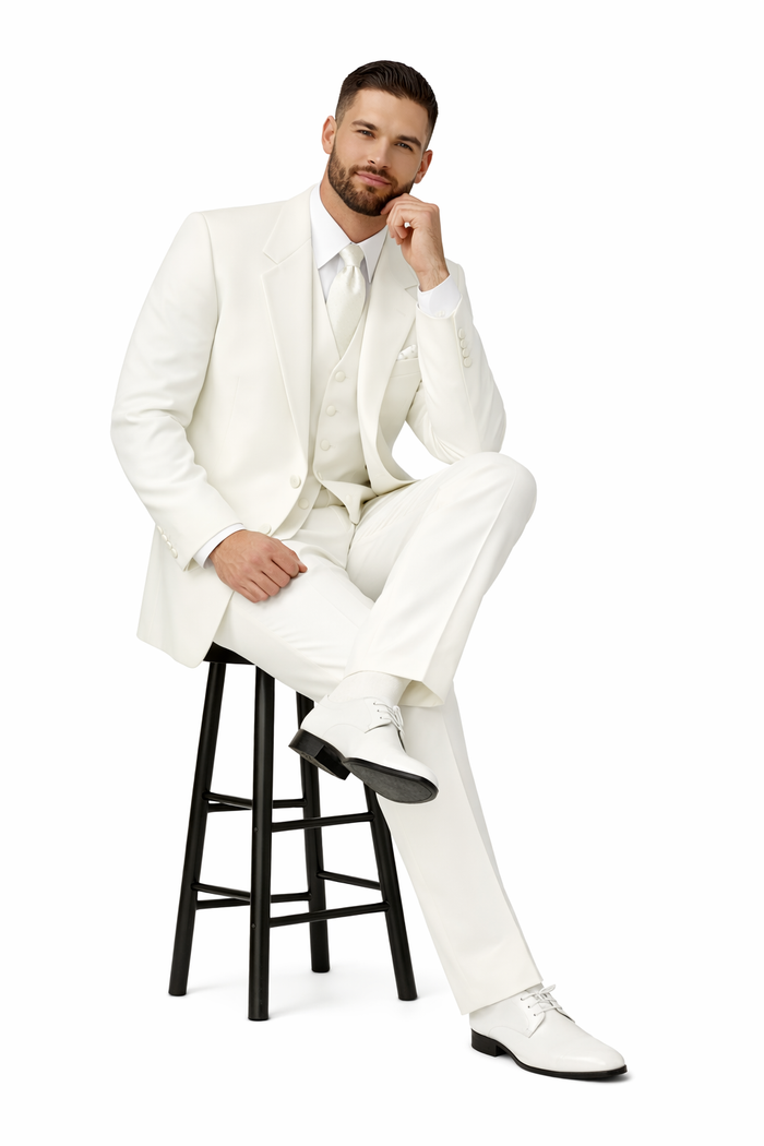 Ivory/Off White/Cream 2 button Style jacket non-vented Fashion Tuxedo For Men