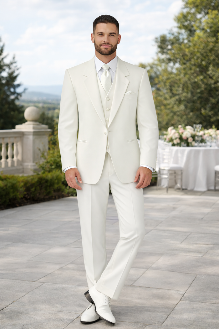 Ivory/Off White/Cream 2 button Style jacket non-vented Fashion Tuxedo For Men
