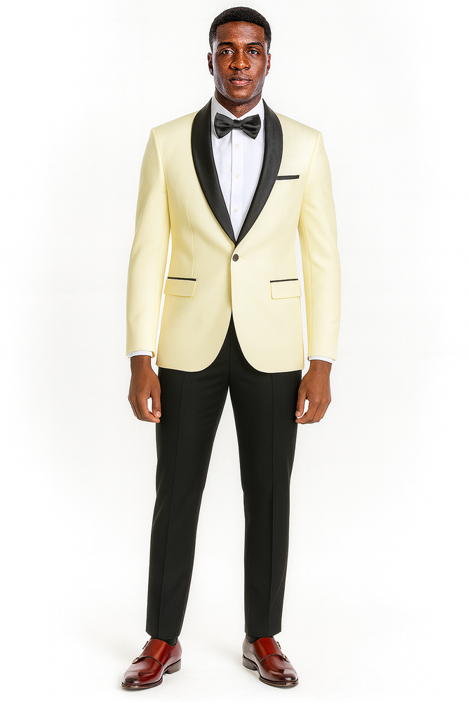 Big And Tall Suit For Men - Jacket + Pants + Bowtie + Pants - Ivory Suit