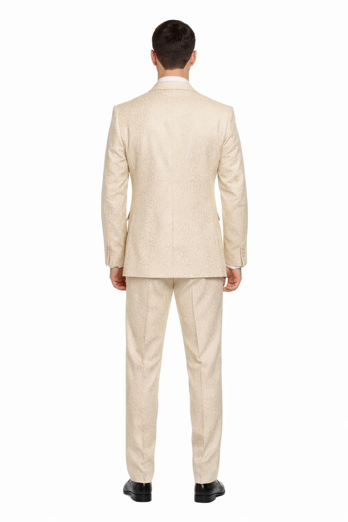 Ivory Majestic Jacquard 3-Piece Royal Gala Suit by Rossiman