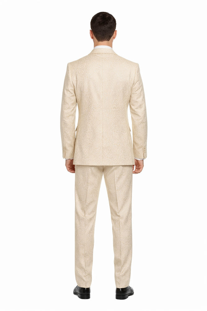 Ivory Majestic Jacquard 3-Piece Royal Gala Suit by Rossiman