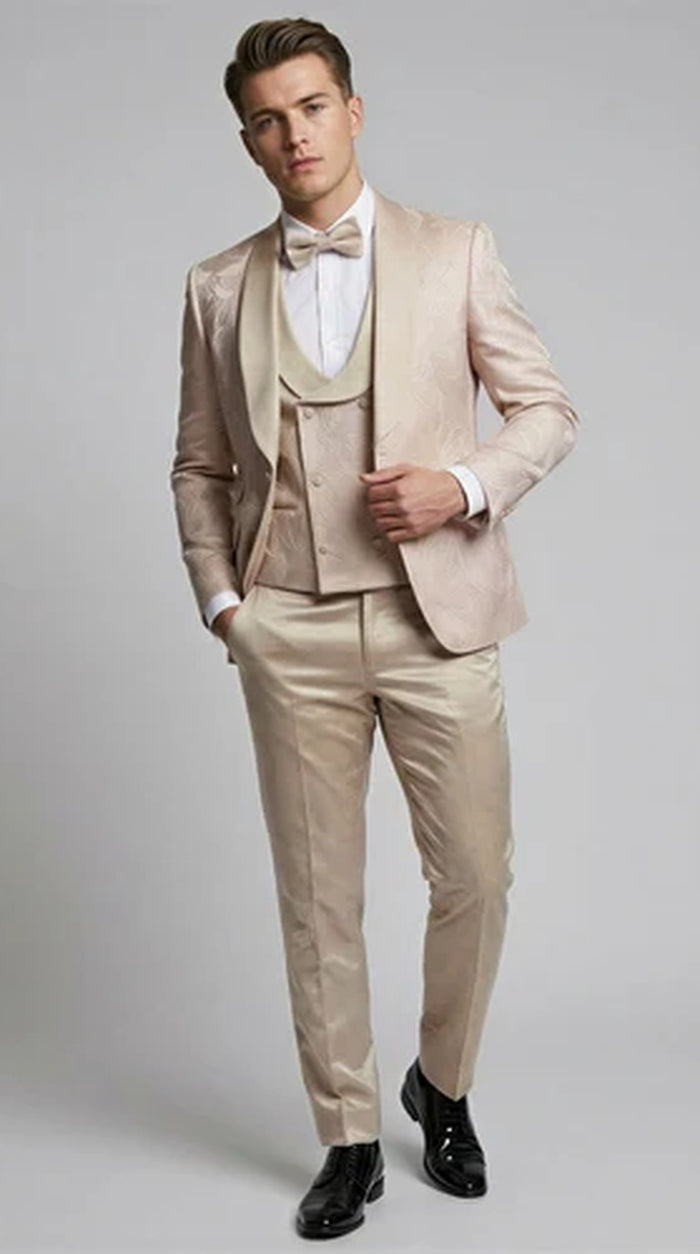 Pink Floral Shawl Lapel Tuxedo Set – Wedding & Prom