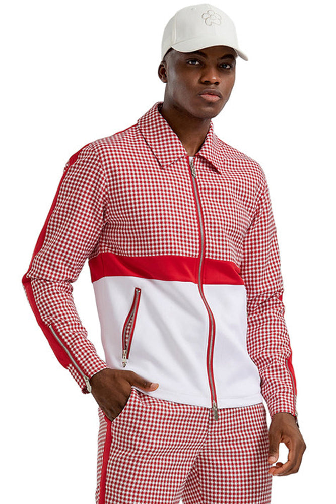 Men's Red Houndstooth Walking Suit Set