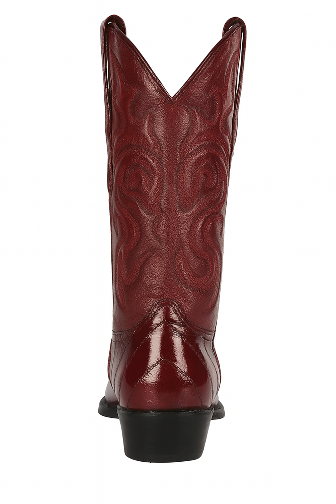 J Toe Cowboy Boots - J Toe Western Boots - Los Altos Boots - Mens Dress Cowboy Boot - Low Priced Burgundy Eel Cowboy Boots J-Toe- in  Burgundy