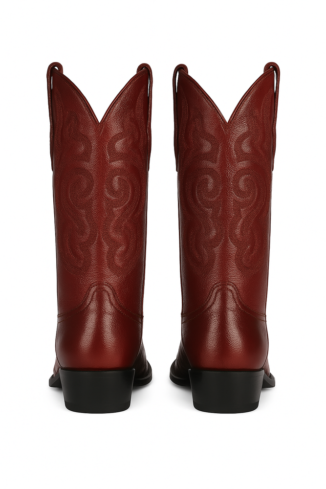 J Toe Cowboy Boots - J Toe Western Boots - Los Altos Boots - Mens Dress Cowboy Boot - Low Priced Burgundy Eel Cowboy Boots J-Toe- in  Burgundy