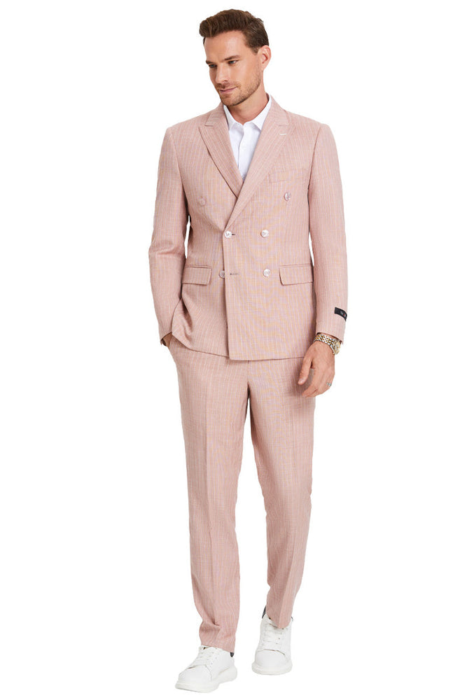 Men's Slim Fit Rose Pink Pastel Suit by Tazzio Suits