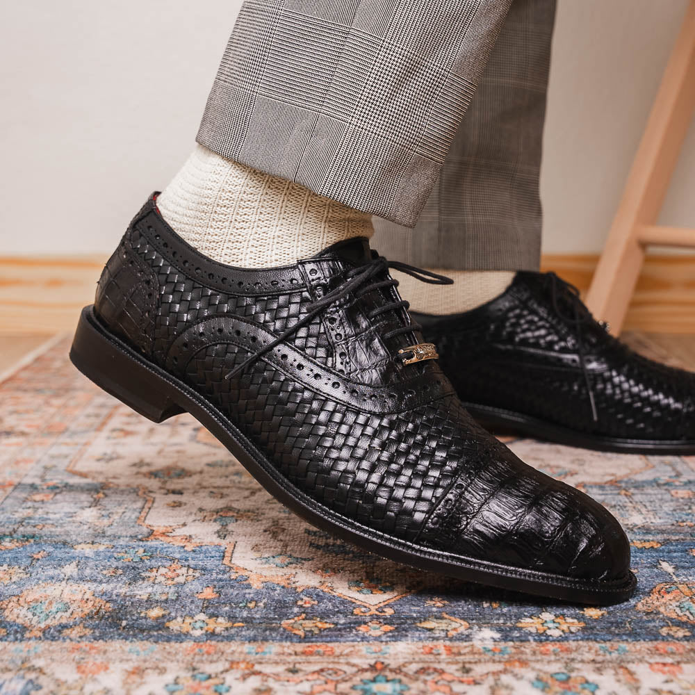 Marco_Di_Milano John Black: Luxury Leather Oxford Shoes