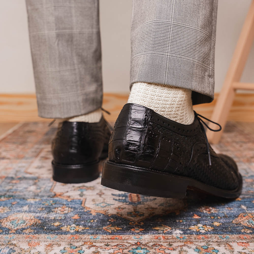 Marco_Di_Milano John Black: Luxury Leather Oxford Shoes