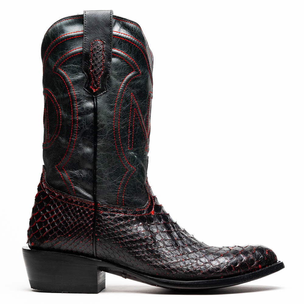 Marco Di Milano Kansas BlackCherry Python Round Toe Cowboy Boots