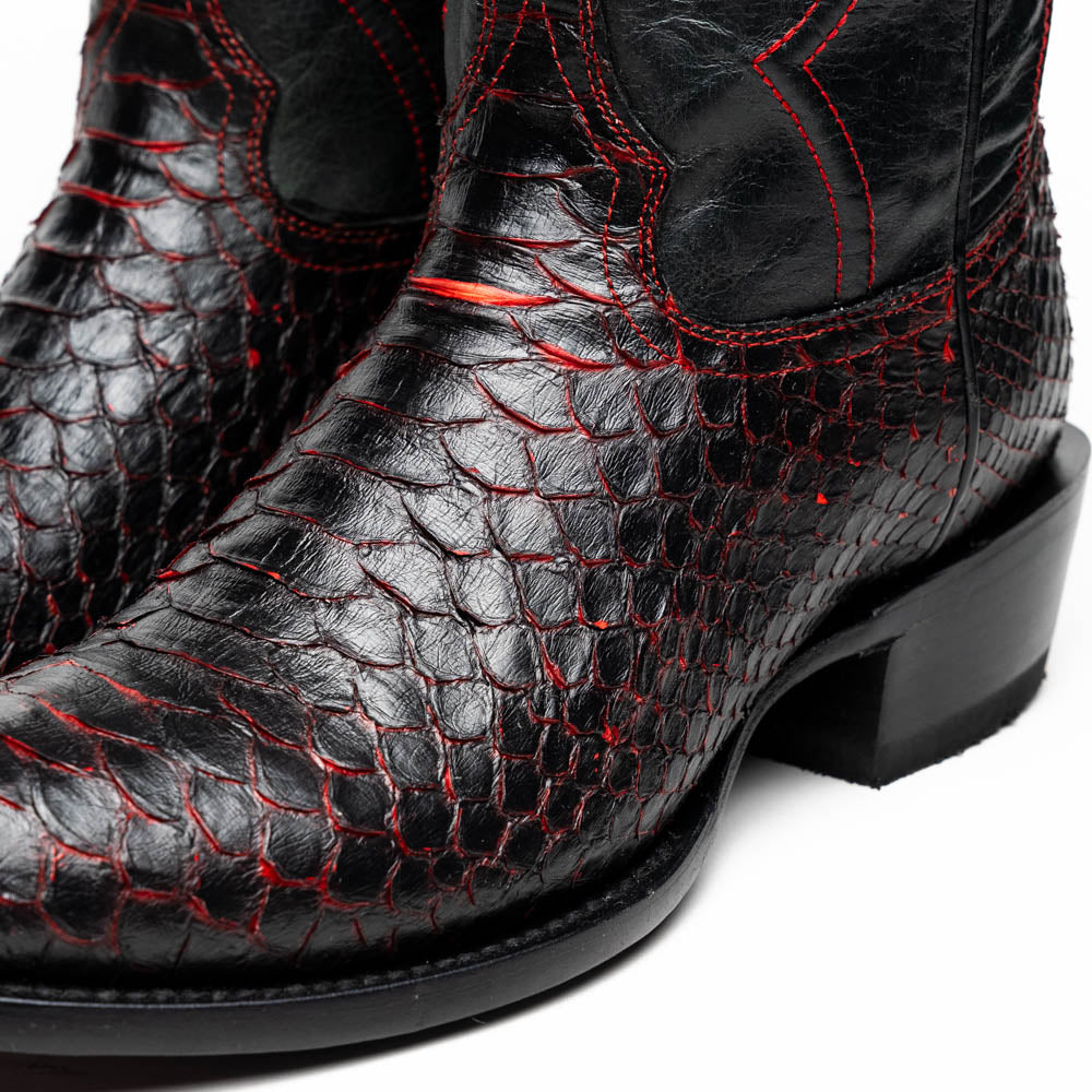 Marco Di Milano Kansas BlackCherry Python Round Toe Cowboy Boots
