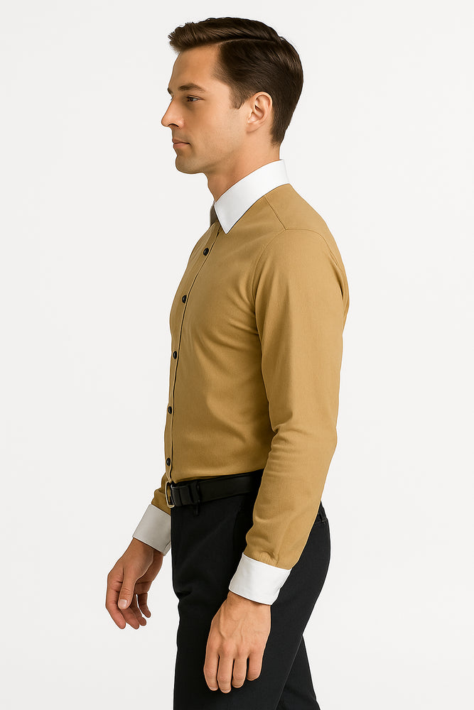 Classic Stylish Fashionable -White Collar Two Toned Contrast white collars Multi-color Men's Dress Shirt