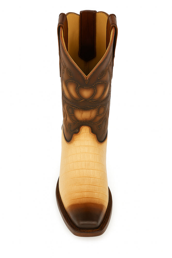 King Exotic Men's Caiman Belly Snip Toe Boots