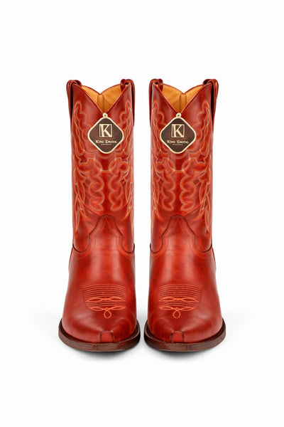 Men's King Exotic Snip Toe Pull Up Leather Boots Handmade Cognac (4943803)