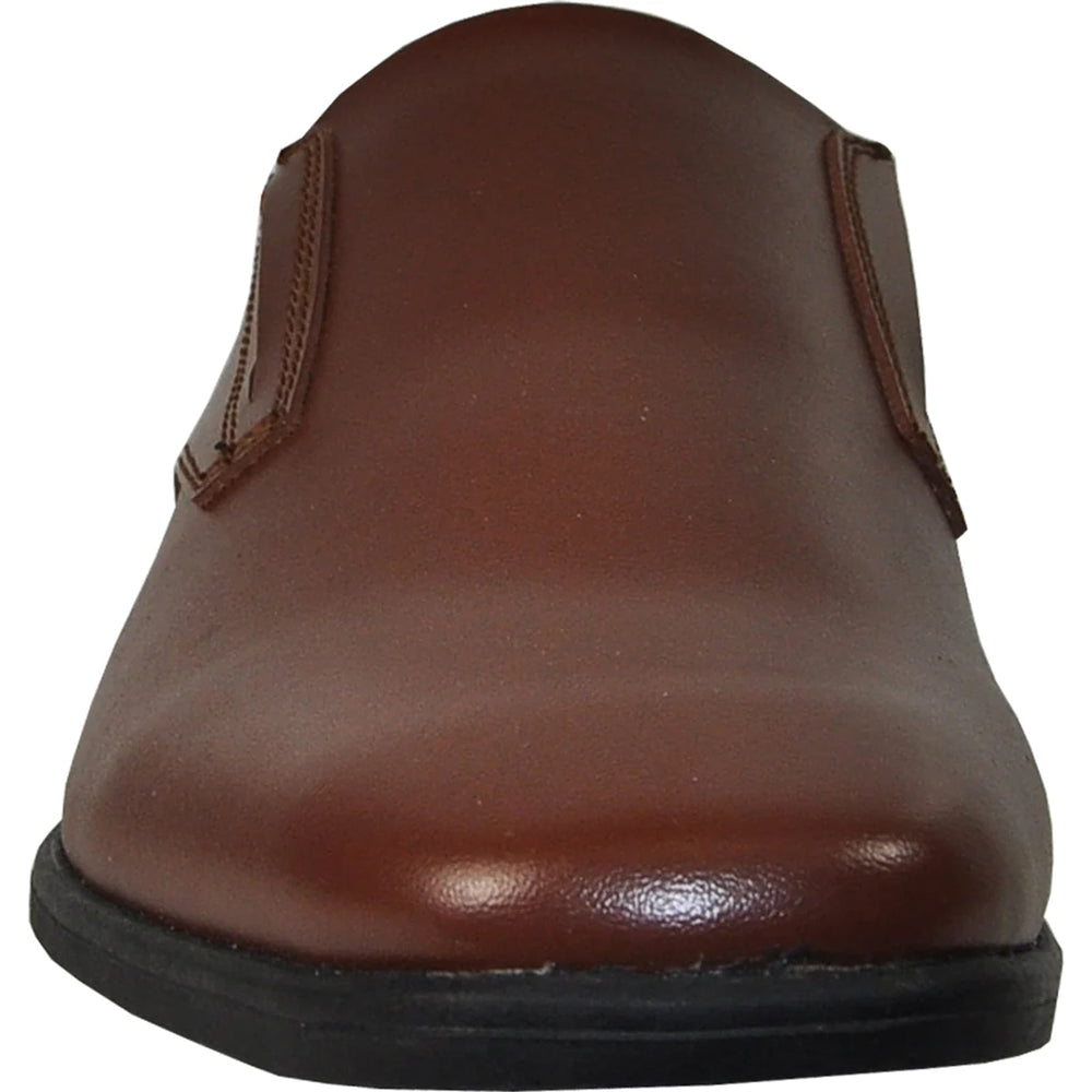 Bravo Mens Plain Pointy Square Toe Dress Loafer in Brown - Men's Dress Shoes