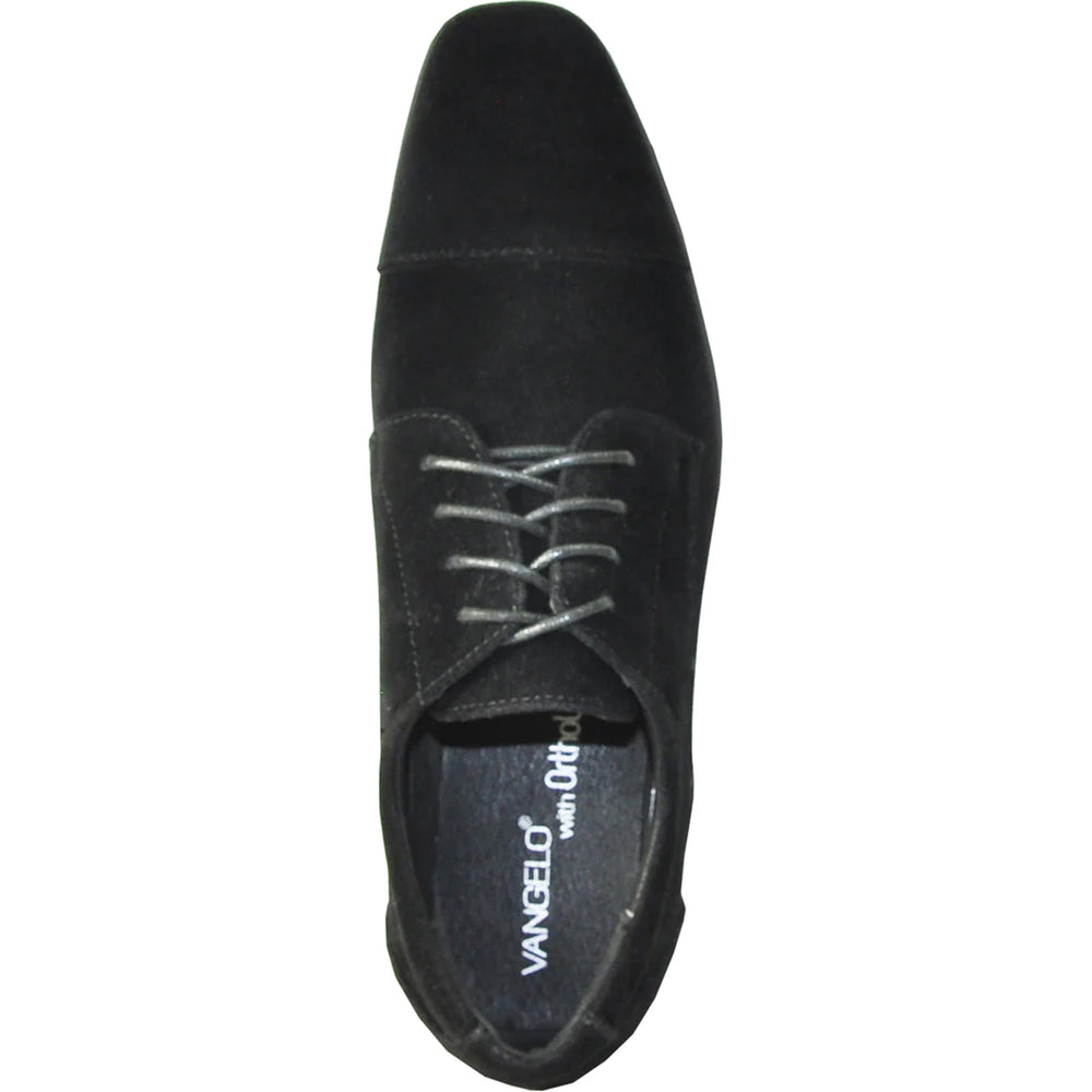 Bravo Mens Formal Suede Style Wedding & Prom Cap Toe Dress Shoe in Black