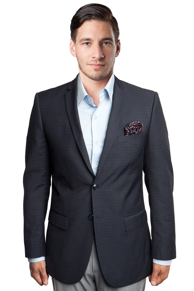 Men's Micro Check Sports Coat in Black & Blue