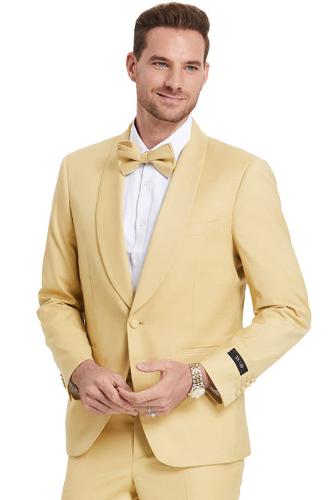 Men's Dijon Yellow Shawl Lapel Suit by Tazzio Suits