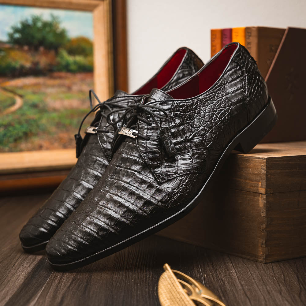 Marco Di Milano Lacio Black Leather Oxford Dress Shoe