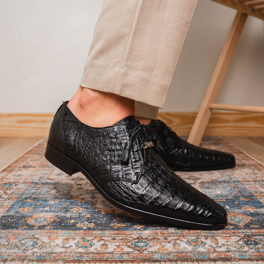 Marco Di Milano Lacio Black Leather Oxford Dress Shoe